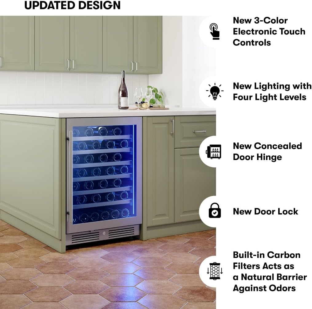 Zephyr Presrv 15 Inch Slim Wine Fridge Beverage Refrigerator Under Counter