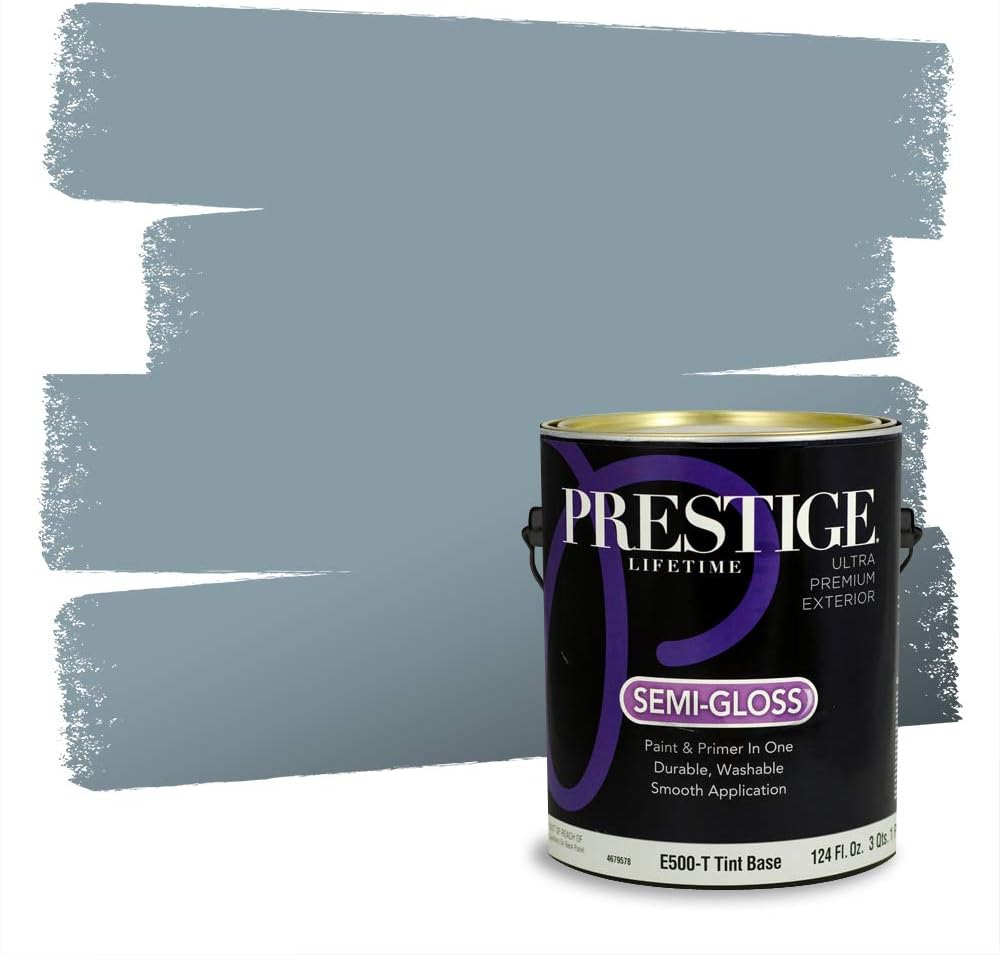 PRESTIGE Paints Exterior Paint and Primer In One, 1-Gallon, Semi-Gloss, Comparable Match of Behr* Intercoastal Gray*