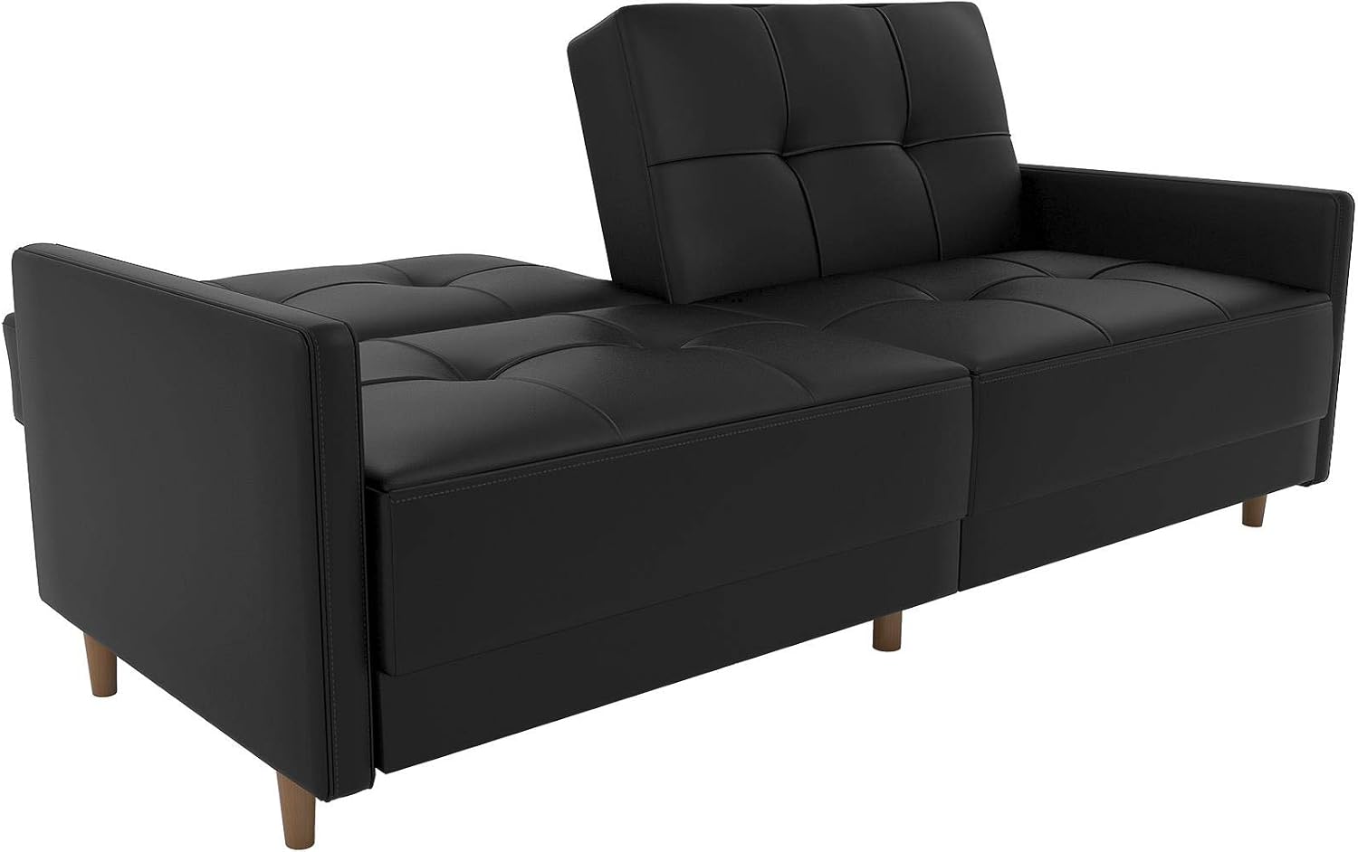 DHP Andora 76 Inch Futon Sofa Bed, Modern Upholstered Couch Sleeper with Button Tufted Back and Seat, Navy