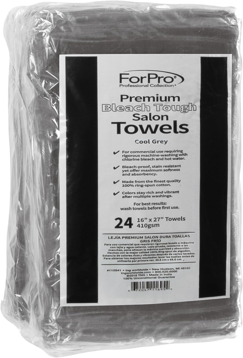 ForPro 24ct Bleach Tough Salon Towels, 16Wx27L in, Cool Grey, 100% Cotton | for Salon, Spa & Gym Use, Hand Towels, Bleach-Safe Salon Towels, Absorbent Spa Towels, Barber Towels, Salon & Spa Essentials