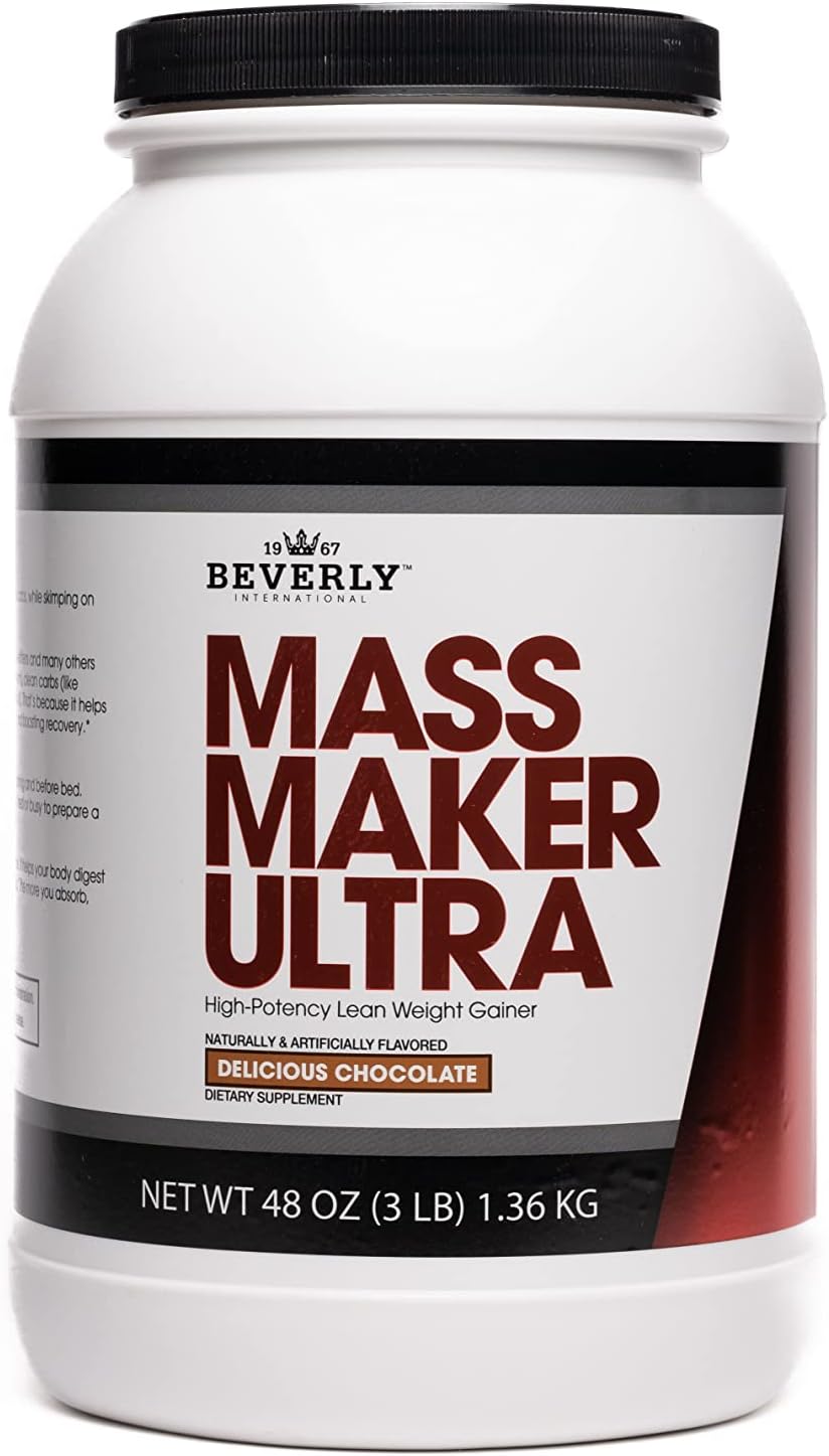 Beverly International Mass Maker Ultra, Vanilla, 14 Servings, 3 lb | Build Lean Mass, Milk Protein Isolate, Whey Protein Isolate + Egg, MCT Oil, Clean Carbs, Great Taste