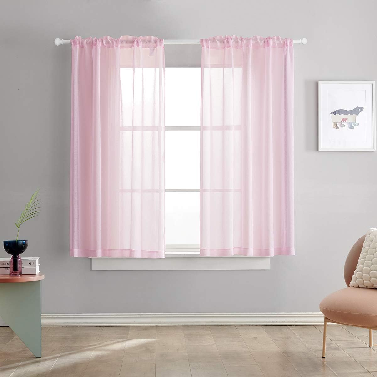 Off White Semi Sheer Curtains 72 Inches Long Faux Linen Off White Sheers Curtain for Bedroom Living Room Girls Kids Room 2 Panels 52x72 Inch Length