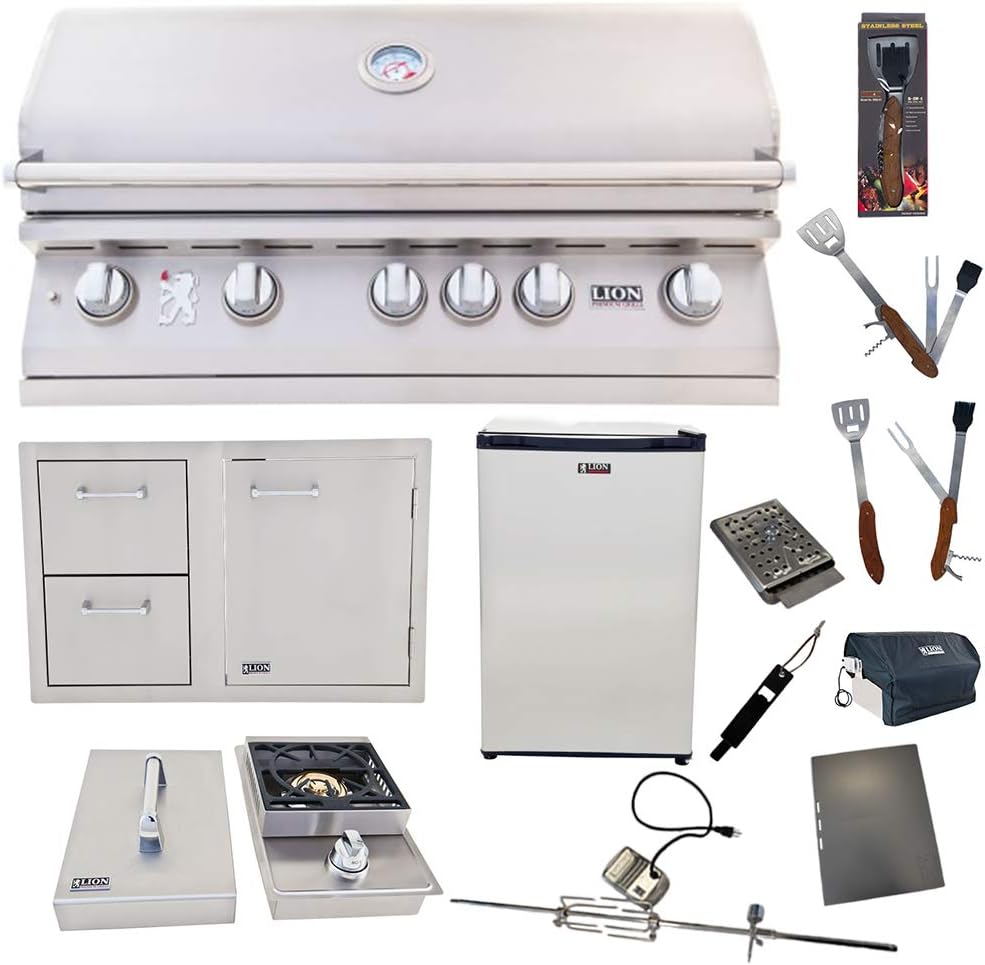 Lion Premium Grills 40-Inch Liquid Propane Grill L90000 with Single Side Burner, Eco Friendly Refrigerator
