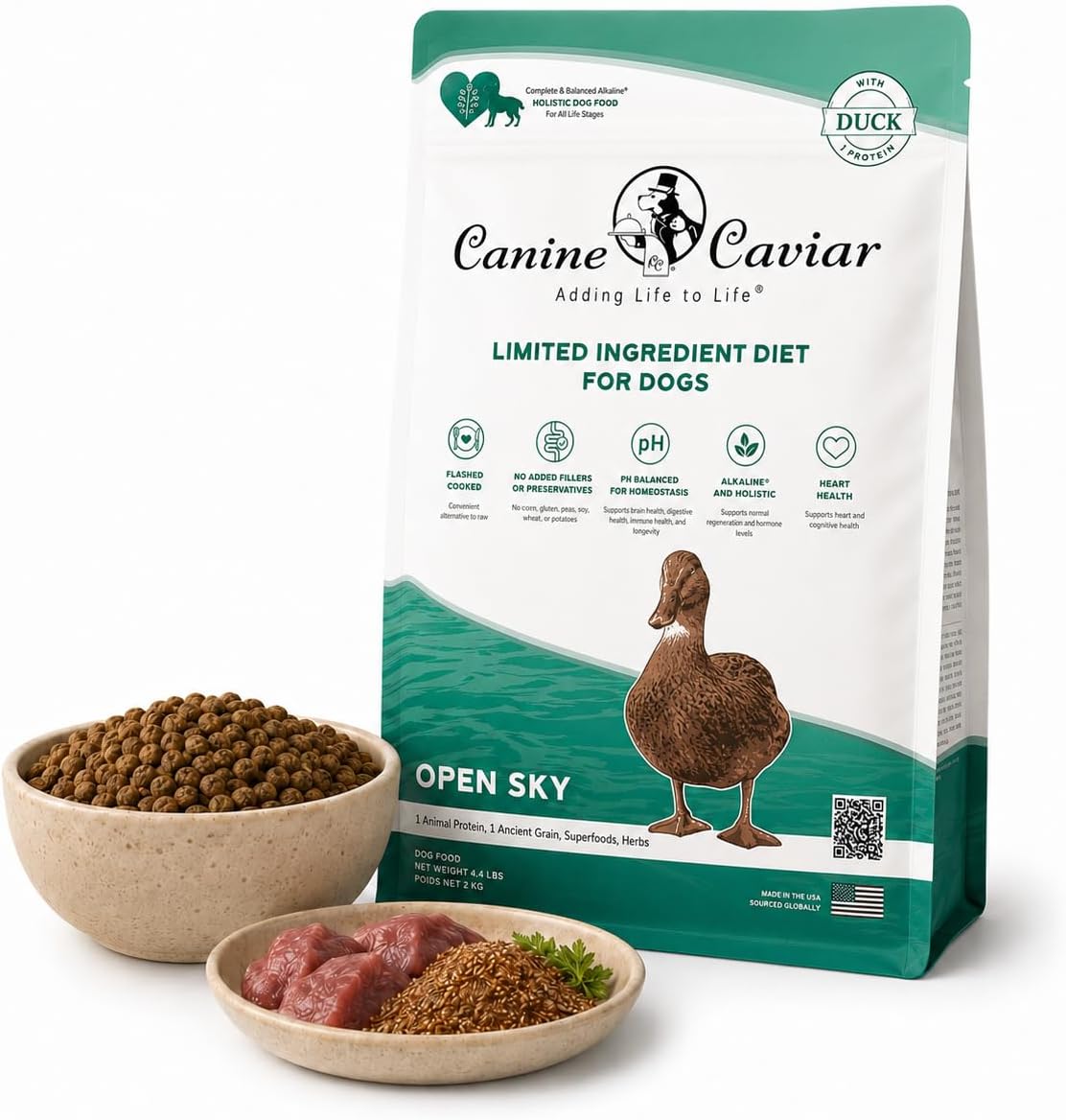 Canine Caviar - Open Range: Water Buffalo & Chickpea Alkaline Dry Dog Food, Limited Ingredients, Gluten-Free, Based on Science & Research, Veterinary Alternative Diet (22 Pound Bag)