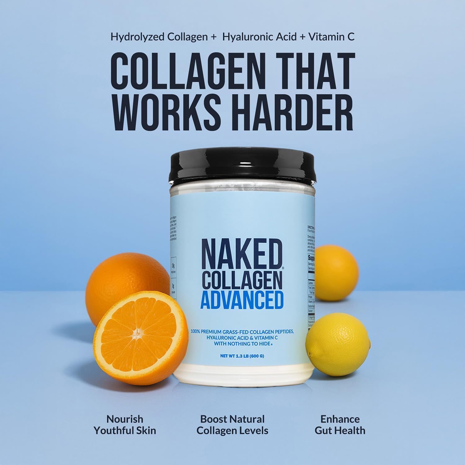 NAKED Collagen Peptides Protein Powder, 60 Servings, Pasture-Raised, Unflavored Grass-Fed Hydrolyzed Collagen Supplement, NSF Certified, Paleo Friendly, Non-GMO, Keto, Gluten Free, 20oz