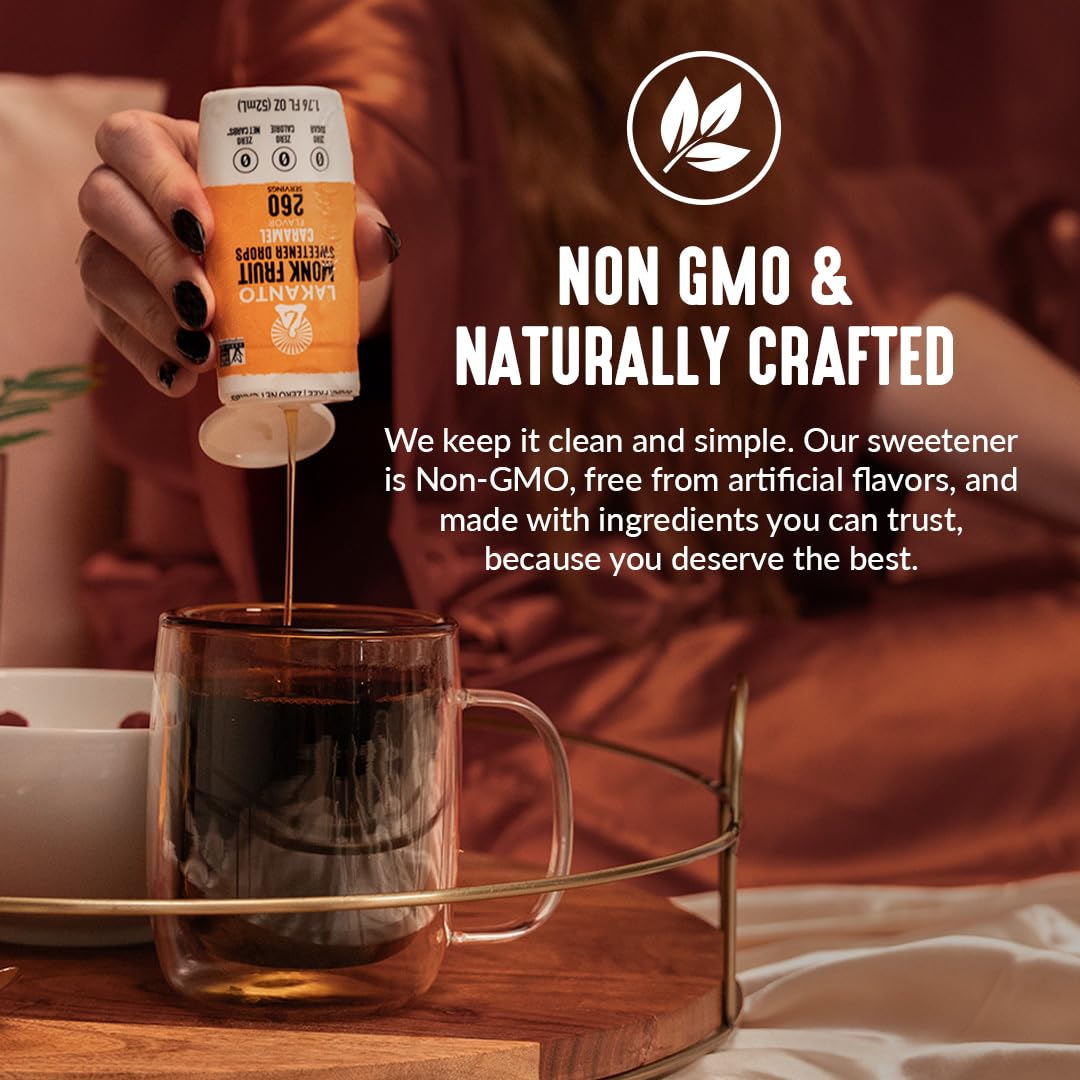 Lakanto Liquid Monk Fruit Extract Drops, Original, 1.76 Fl Oz | Erythritol Free Sugar Substitute Sweetener, For Coffee, Tea, Smoothies, Oatmeal, Yogurt, Cocktails, Zero Sugar, Vegan, Keto