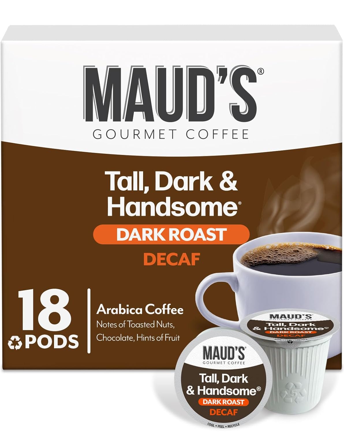 Maud’s Decaf Dark Roast Coffee Pods, 100ct | Decaffeinated Coffee in Single Serve Pods – Compatible with Keurig Coffee Makers