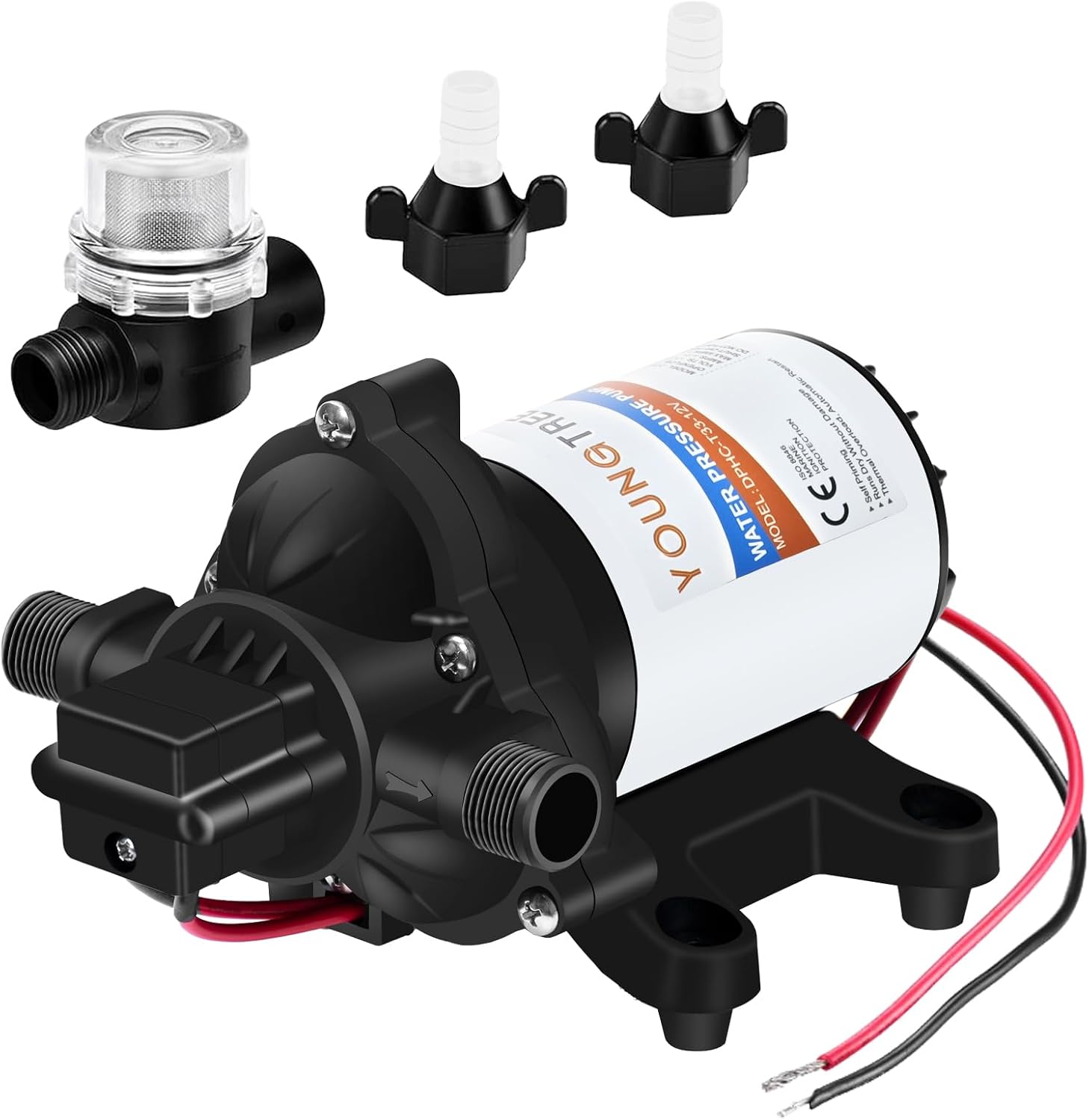 YOUNGTREE 55-Series 110V AC Fresh Water Diaphragm Pump 7GPM 70PSI 110volt 5-Chamber Water Pressure Washdown Pump On Demand with Pressure Switch for Irrigating, Home, Sprinkler, RV, Marine