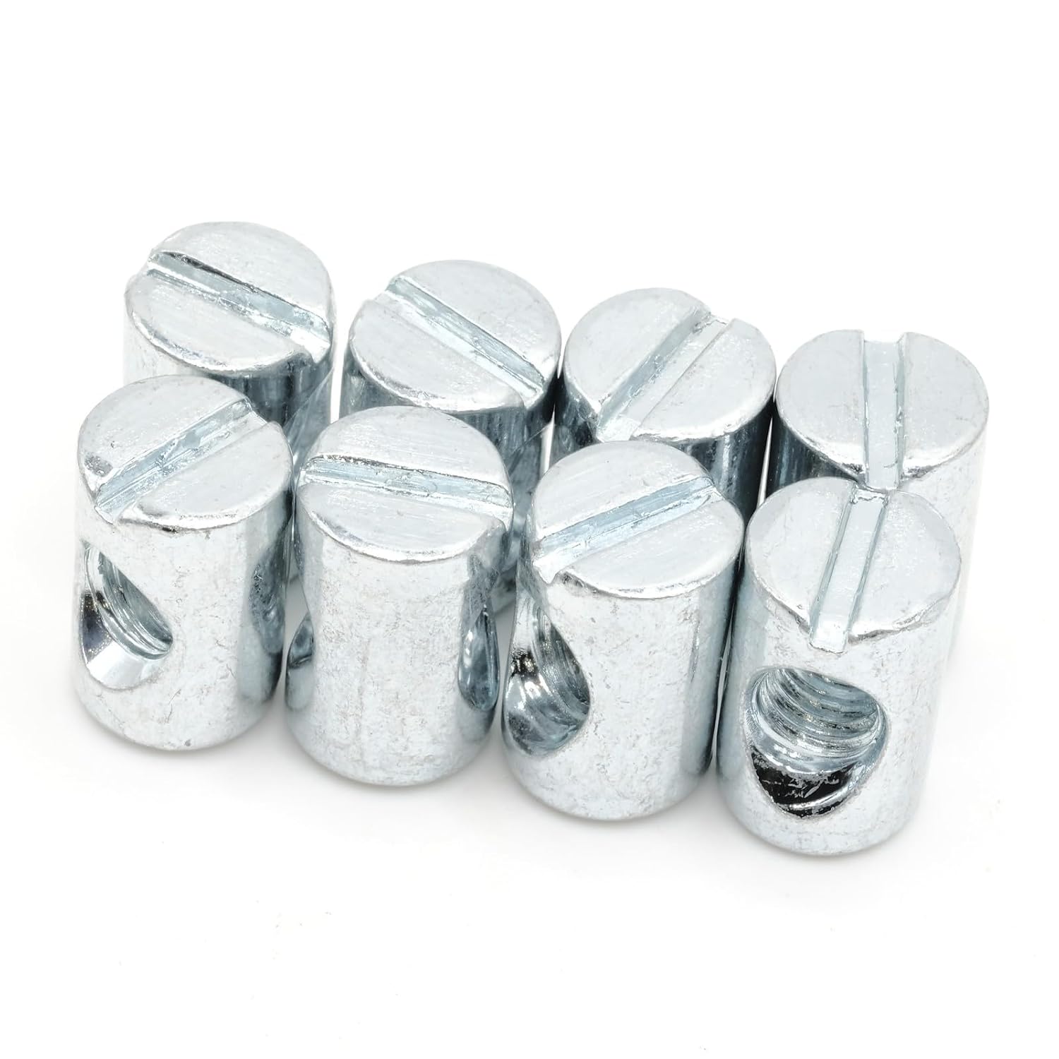ReplacementScrews Cross Dowel Barrel Nuts Compatible with IKEA Part 104895 | (SLAKT Bed Frames, etc), Zinc Plated - Symmetric, Pack of 8
