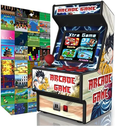 Mini Arcade Machine, Built in 156 Classic Retro Games, 2.8 Inch Screen | 156 Classic 16-Bit Video Games, Handheld Game Console, Rechargeable Battery, Support for TV Output, Birthday Present for kids