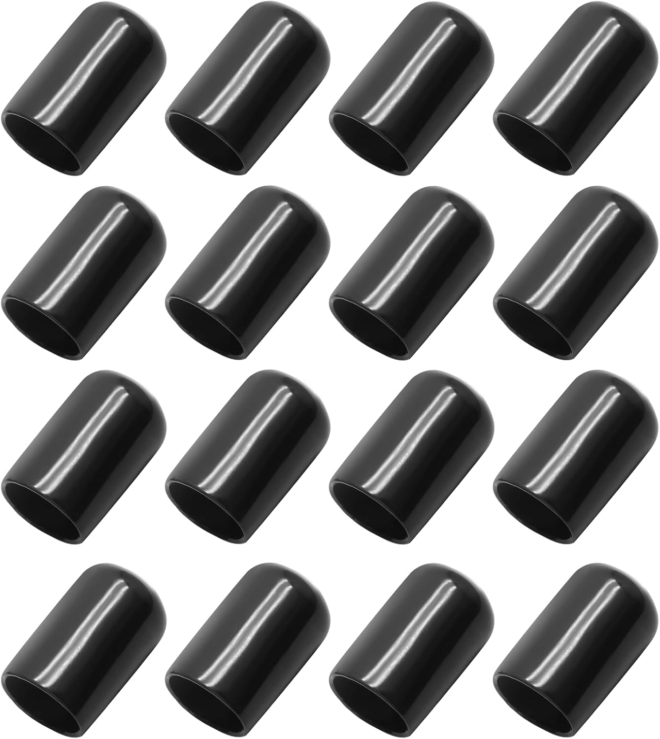 Bonsicoky 12Pcs Round Rubber End Caps 5/8" (16mm) ID, Black
