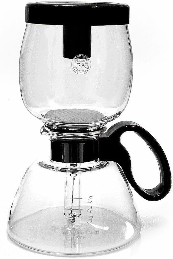 Yama Glass 5-Cup Stovetop Siphon Coffee Maker, 15 Oz Vacuum Brew, Heat-Resistant Borosilicate Glass