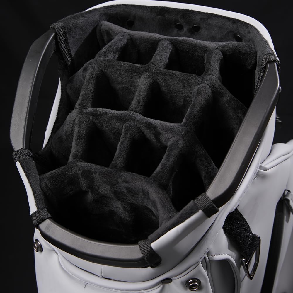 14-Way Full Length Dividers Golf Cart Bag - Waterproof Synthetic Leather Golf Bag with 15 Pockets, Durable Golf Club Bag for Men & Women, Available in Black, Blue, Gray