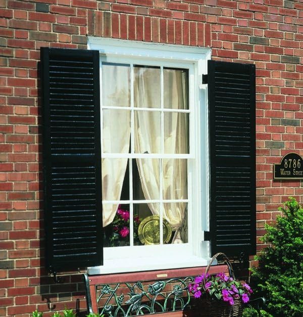 LTL Home Products AM-SHL47 American Wood Exterior Window Louvered Shutters, 15" x 47", Unfinished Pine