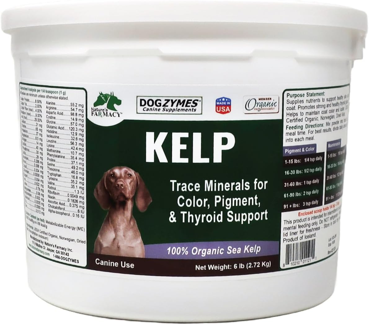 Dogzymes Organic Norwegian Kelp for Pets, a Valuable Nutrition Source Rich in Iodine to Support Gland Function, Especially The Thyroid (3 Pound)
