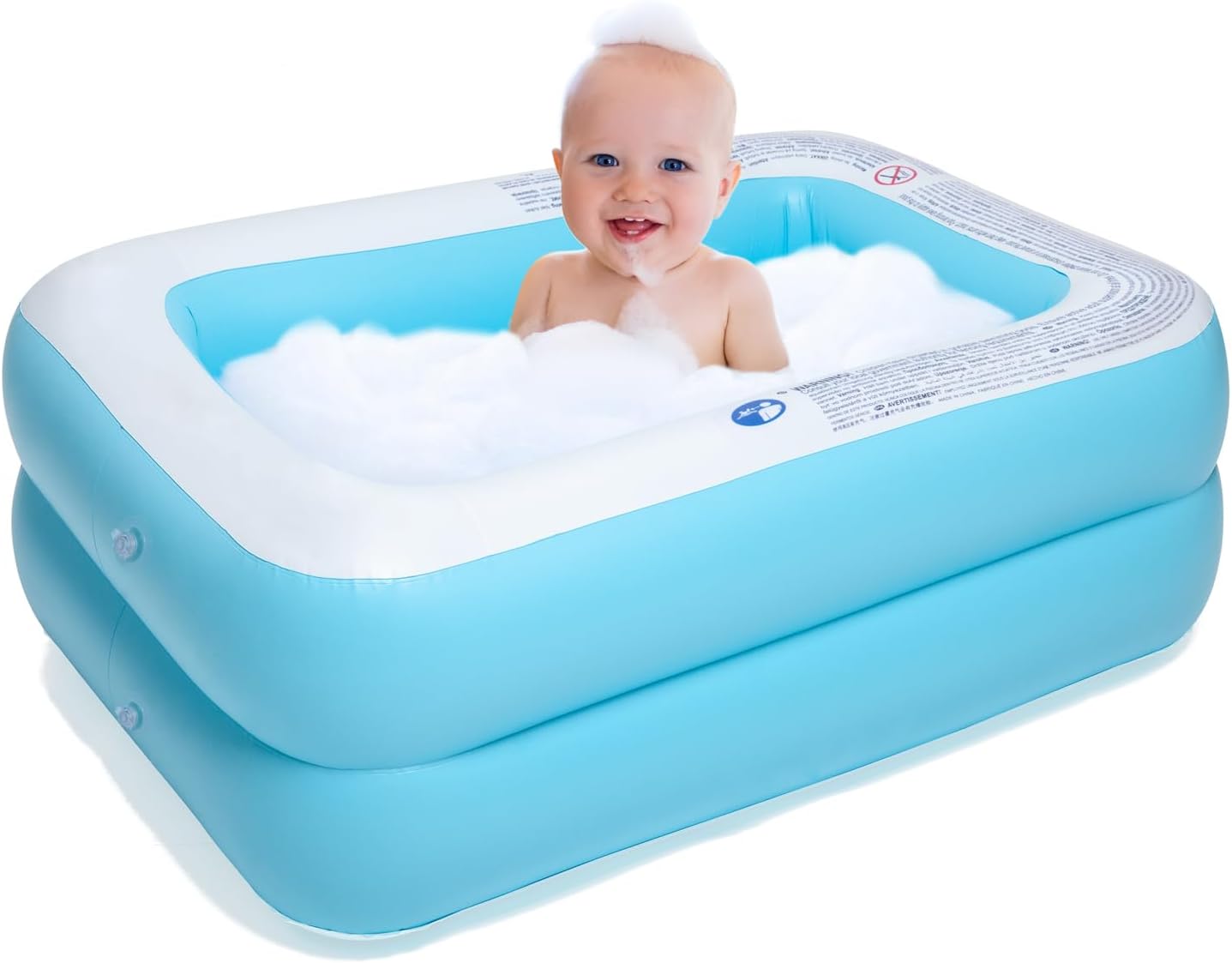 Inflatable Kiddie Pool, 50x33x17 Inch Rectangular