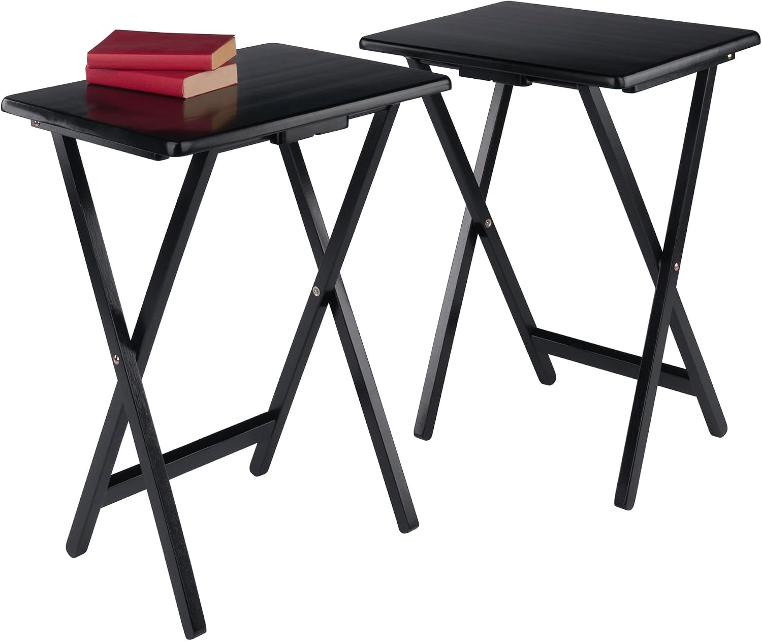 Winsome Alex Set of 2 Foldable Snack Tables, Natural, 26"