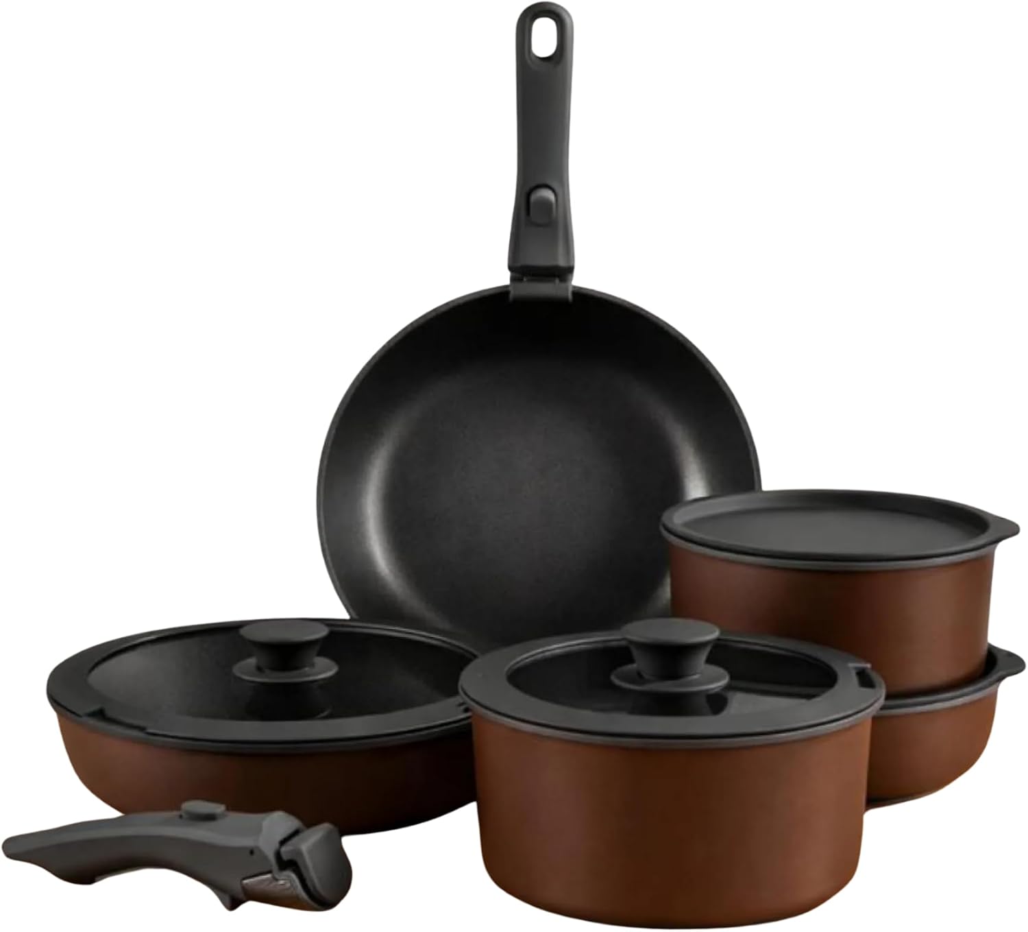 GOURMETIFIC® Pots and Pans Cookware Set [11 PCS] - Non Toxic Ceramic Coated Cooking Ware - Induction, Gas & Oven Kitchenware - Non Stick Pot & Pan Removable Handles & Stackable - ME (Emerald Green)
