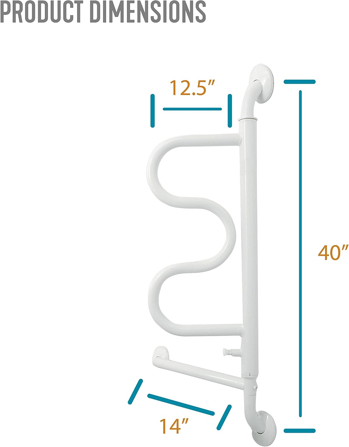 Stander Curve Grab Bar with Handrail, Bathroom Security Assist Railing for Toilet, Shower, and Bathtub Aid, Rotating Safety Handle