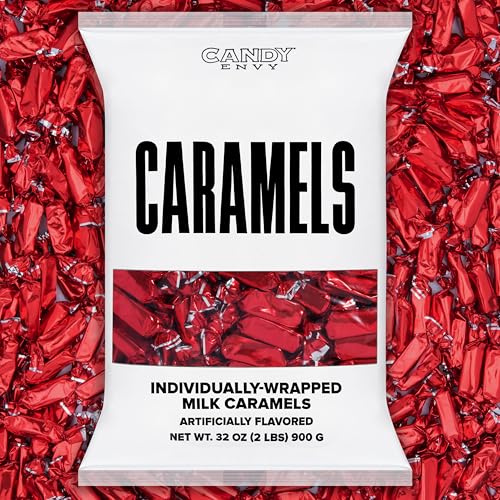 Candy Envy - Individually Wrapped Caramels - Red Wrapper - 2 Pound Bulk Red Candy