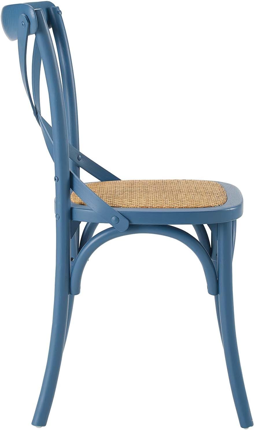 Modway Gear Rustic Modern Farmhouse Elm Wood Rattan Dining Chair in Gray