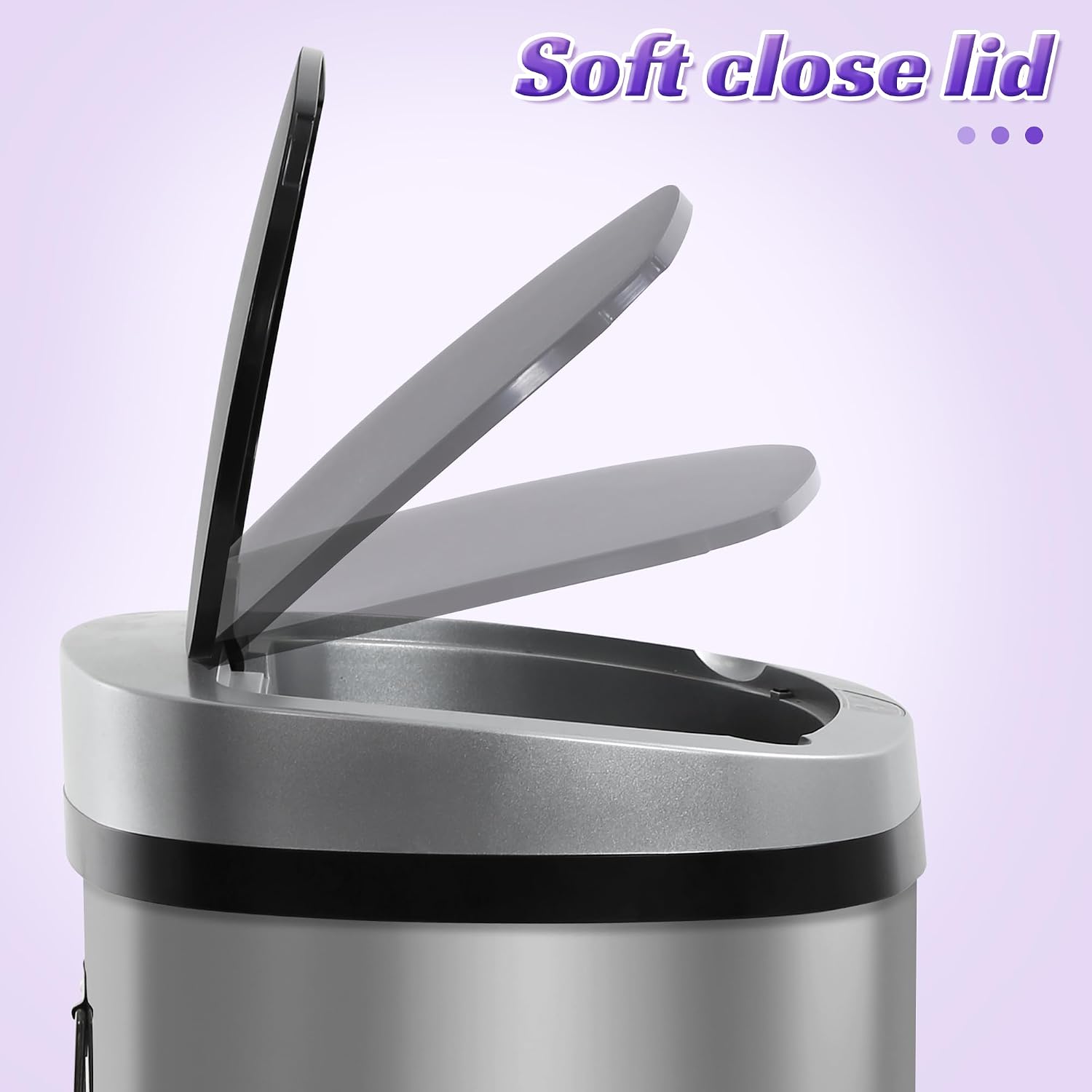 13 Gallon Touch-Free Automatic Stainless-Steel Trash Can Garbage Can Metal Trash Bin with Lid for Kitchen Living Room Office Bathroom, Electronic Motion Sensor Automatic Closure & Opening