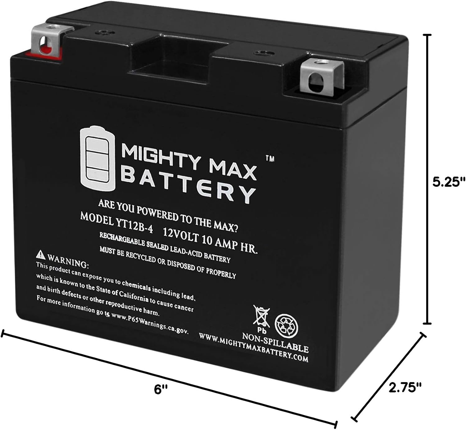 Mighty Max Battery YTZ12S -12 Volt 11 AH, 210 CCA, Rechargeable Maintenance Free SLA AGM Motorcycle Battery