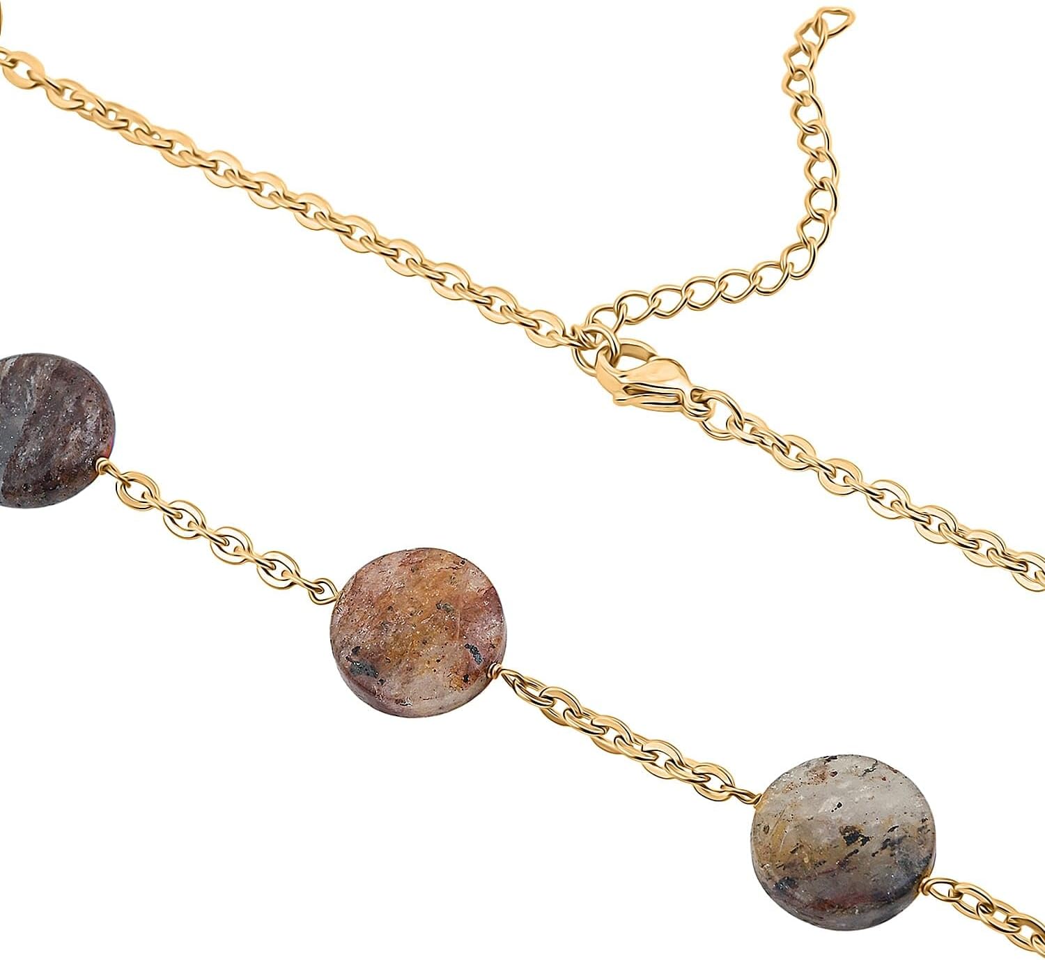 Beaded Necklace 24-26 Inches in ION Plated Gold Stainless Steel