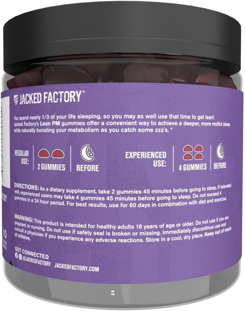 Jacked Factory Lean PM Night Time Fat Burner, Sleep Aid Supplement