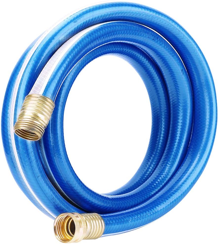 Lead-in Yellow Short Garden Hose 3/4 in. x 5 ft. -No Kink, Leak Free, Flexible, Male to Female Fittings -Heavy Duty Lightweight PVC Water Hose -150PSI Work & 500PSI Burst, for Reel Cart & Outdoor Use
