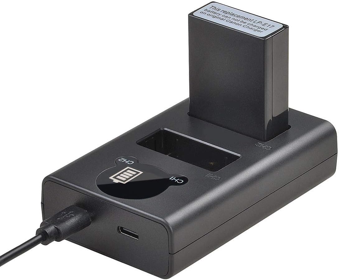 Batmax 2Packs LP-E17 Battery + LED Charger for Canon EOS Rebel SL2 SL3 T6i T6s T7i, EOS M5 M3 M6, M6 mark2