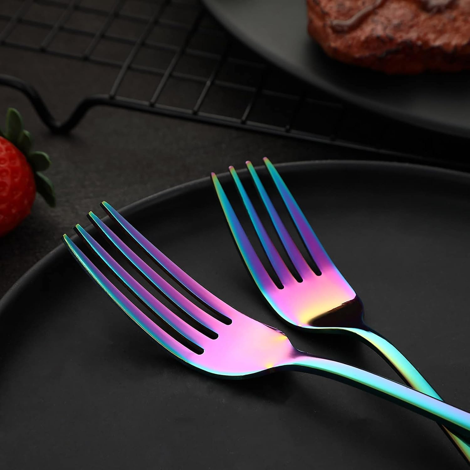 VANDBAO Rainbow Flatware Cutlery Silverware Set 20 Pieces, Stainless Steel Colorful Utensils, Tableware Set Service for 4, Include Knife/Fork/Spoon