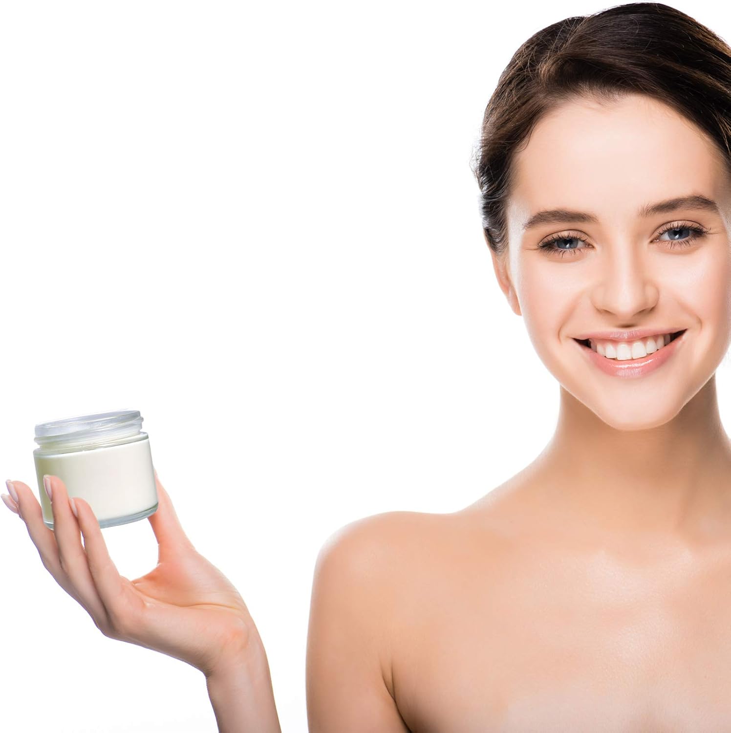 2 oz Glass Jars with Lids, Hoa Kinh 24 Pack Clear Small Cosmetic Glass Jars