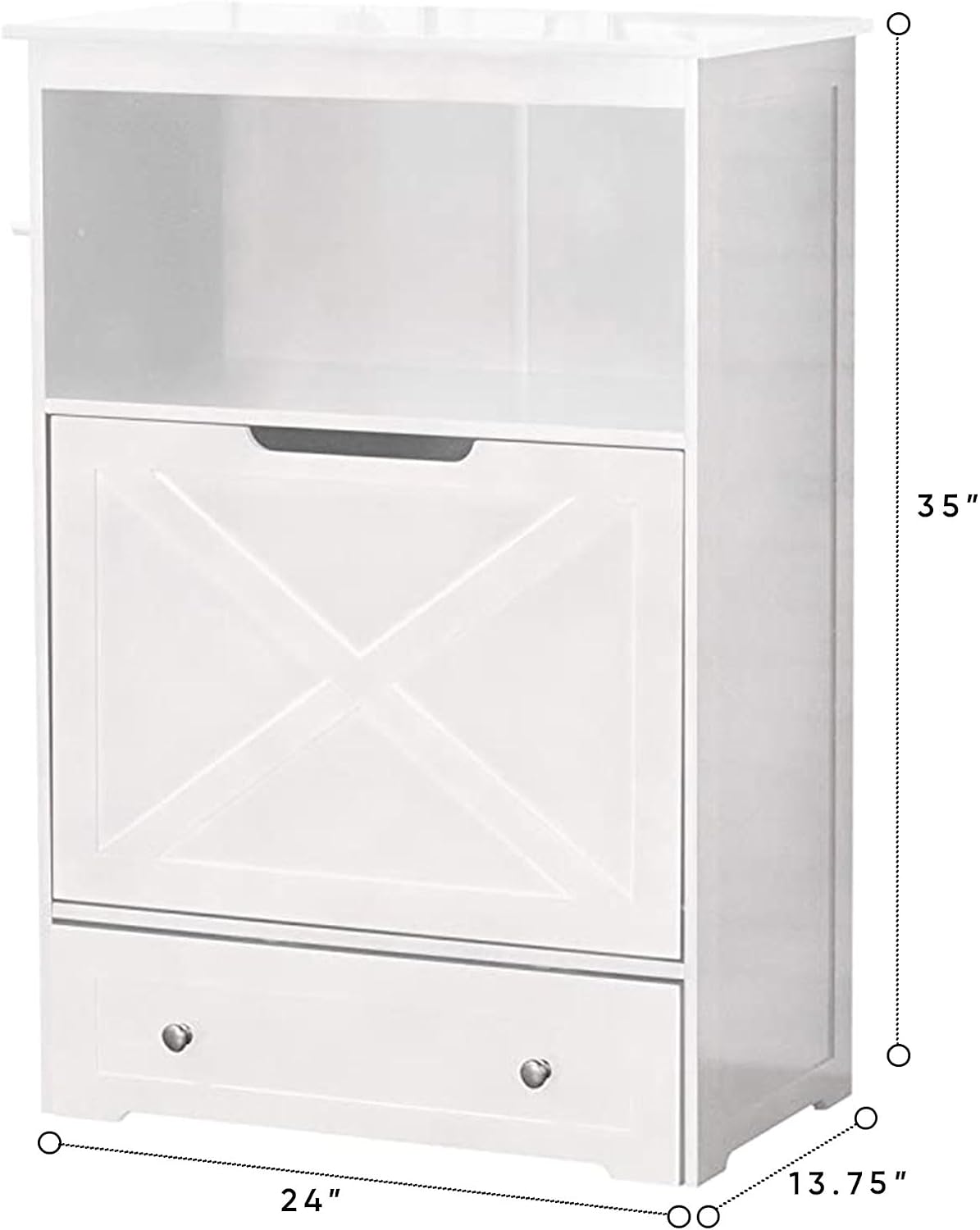 Windsor Pet Feeders with storage - dog bowl stand, pet feeder station, White 13.78?D x 24.02?W x 35.04?H