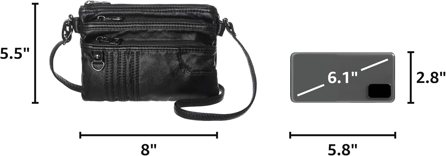 MINICAT Multi Pocket Small Crossbody Purses for Women Everyday Shoulder Bag | Lightweight Organizer, Cross body Bag with Multiple Zipper Pockets, Vegan Leather, Phone Purse for Travel Casual Daily