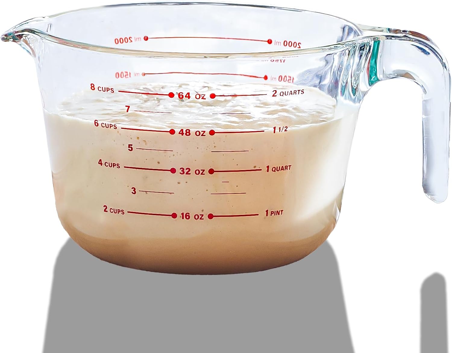 8 Cup Large Glass Measuring Cup - Kitchen Mixing Bowl, Liquid Measure Cups, Glass Bakeware Set, Punch Bowl