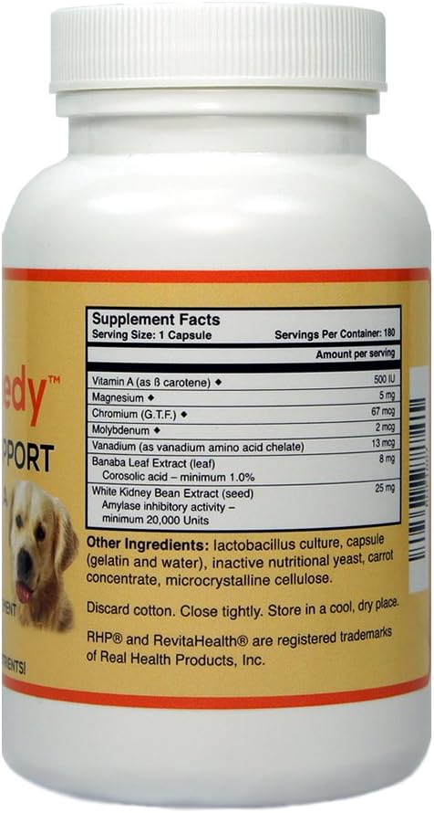 PetRemedy Pet Blood Sugar Support. Natural Supplement maintains Healthy Glucose Levels in Diabetic Cats and Dogs. (180 Capsules, 90 Days Supply)