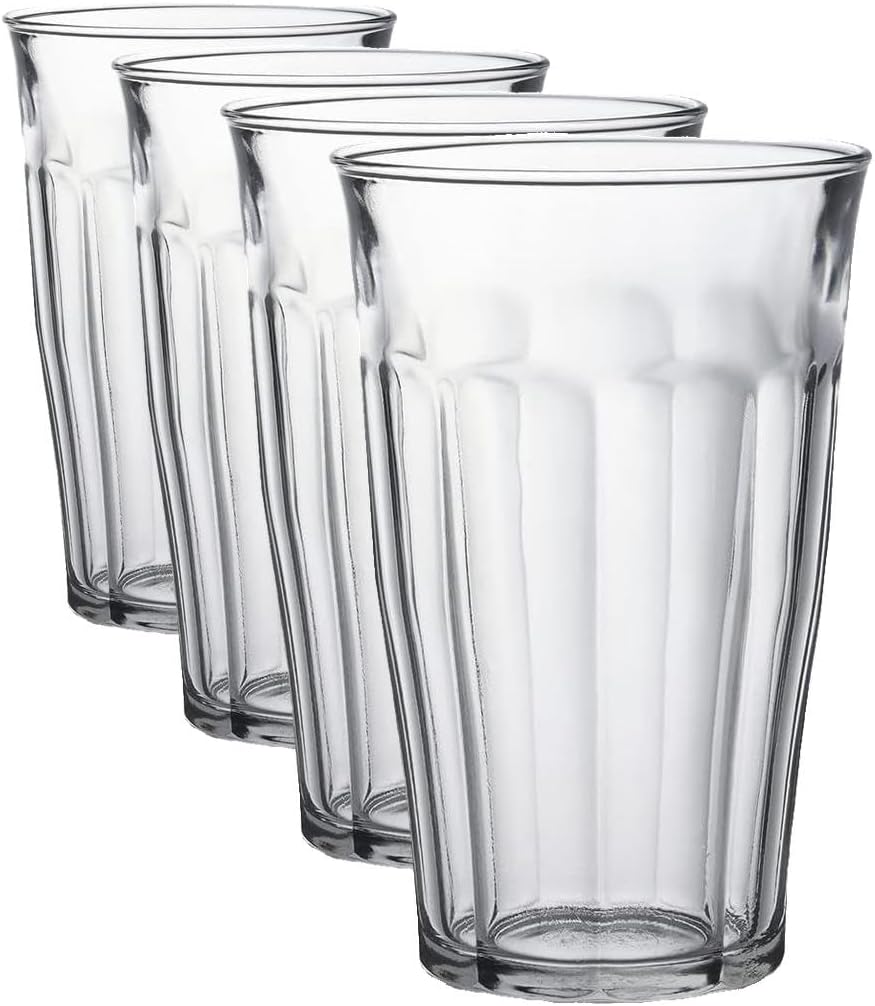 Duralex Made in France Prisme Marine Glass Tumbler Drinking Glasses, 8.75 ounce - Set of 6, Marine Blue