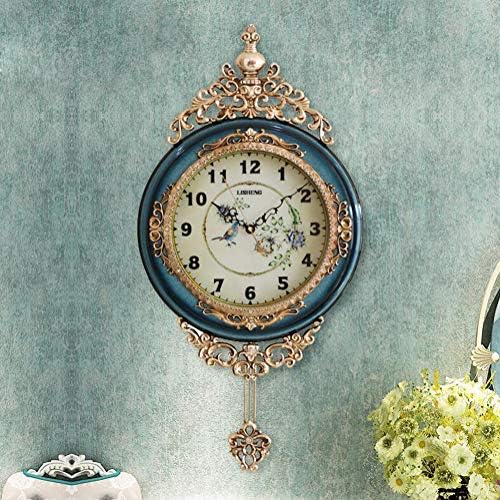 SHISEDECO 29.5" Large Vintage Antique Grandfather Pendulum Wall Clock, Blue