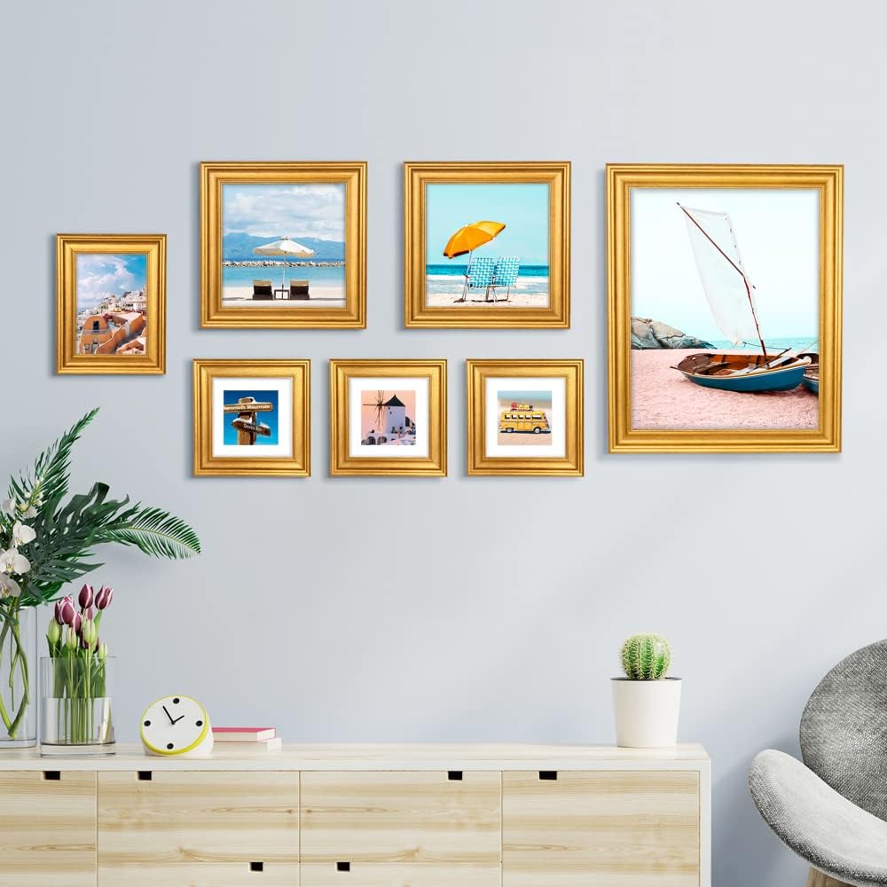 LaVie Home 8x8 Picture Frames (1 Pack, Gold) Square Photo Frame Set with High Definition Glass for Wall Mount & Table Top Display