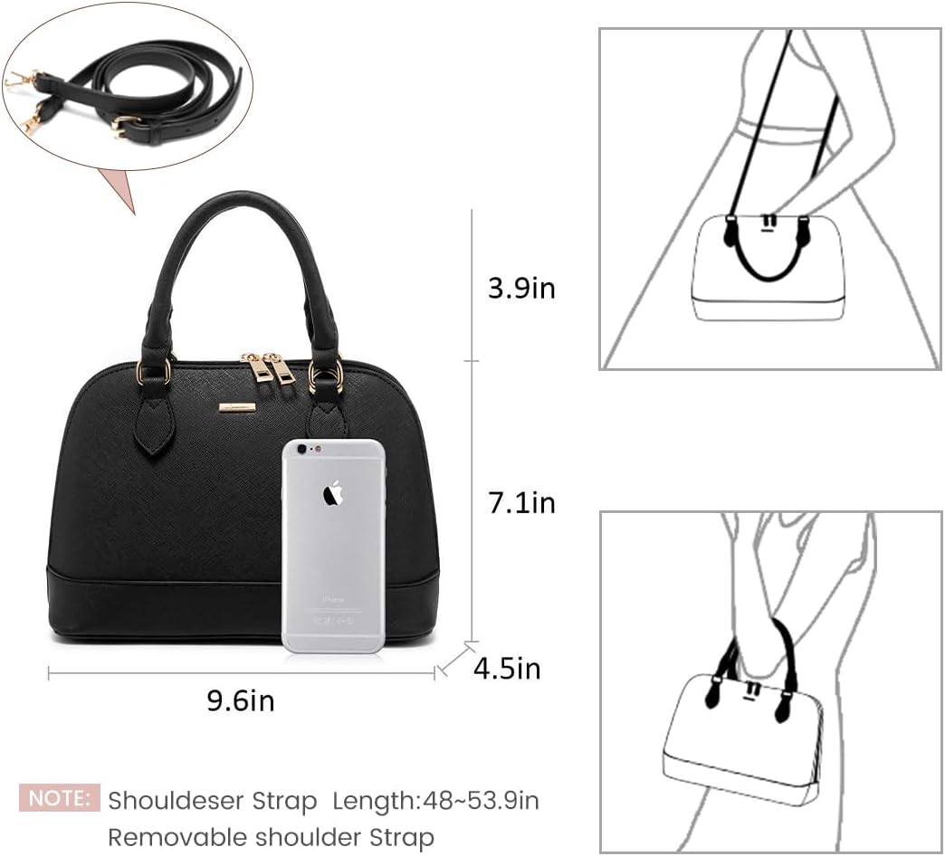 LOVEVOOK Purse for Women, Crossbody Dome Satchel Handbag with Double Zip
