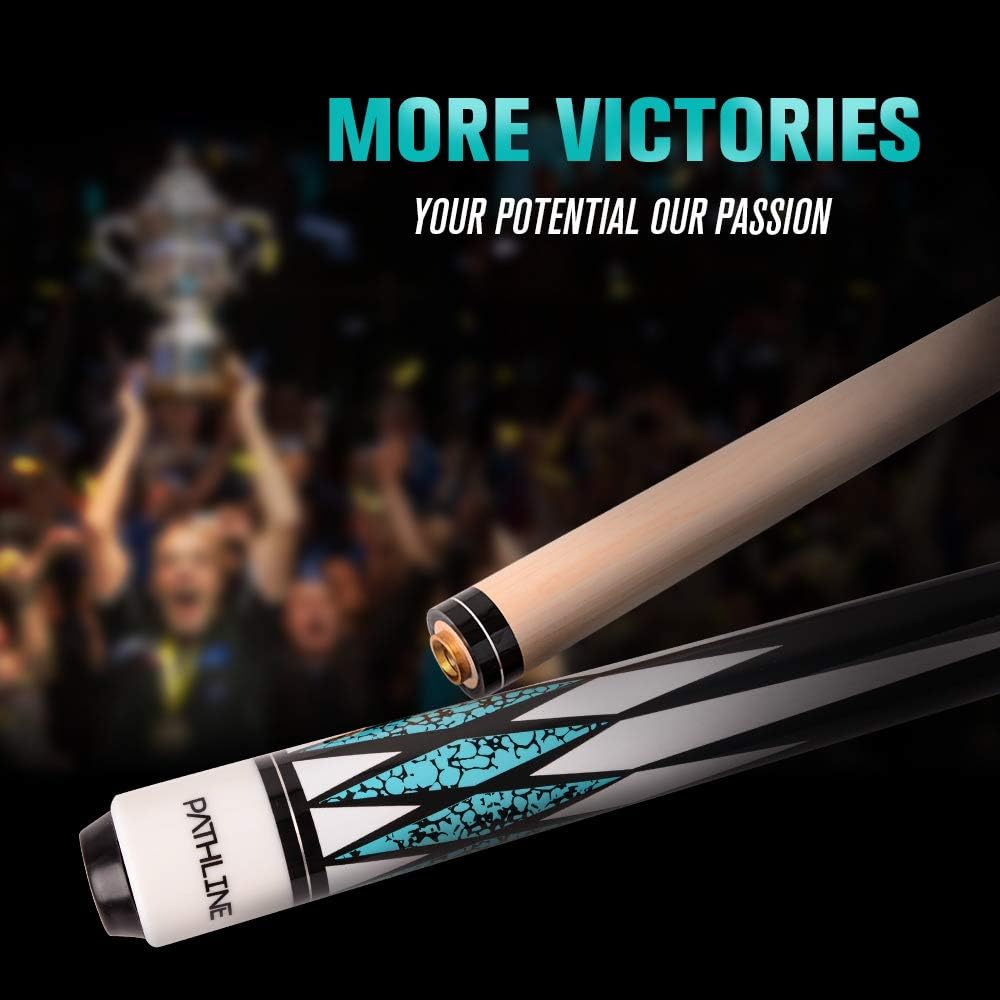 Pool Cue Stick - 58 inch Maple Billiard Pool Stick (Multicolour) | Imitation Turquoise Design, 18-21oz Weight Options, 13mm Leather Tip, For Beginner & Intermediate Player
