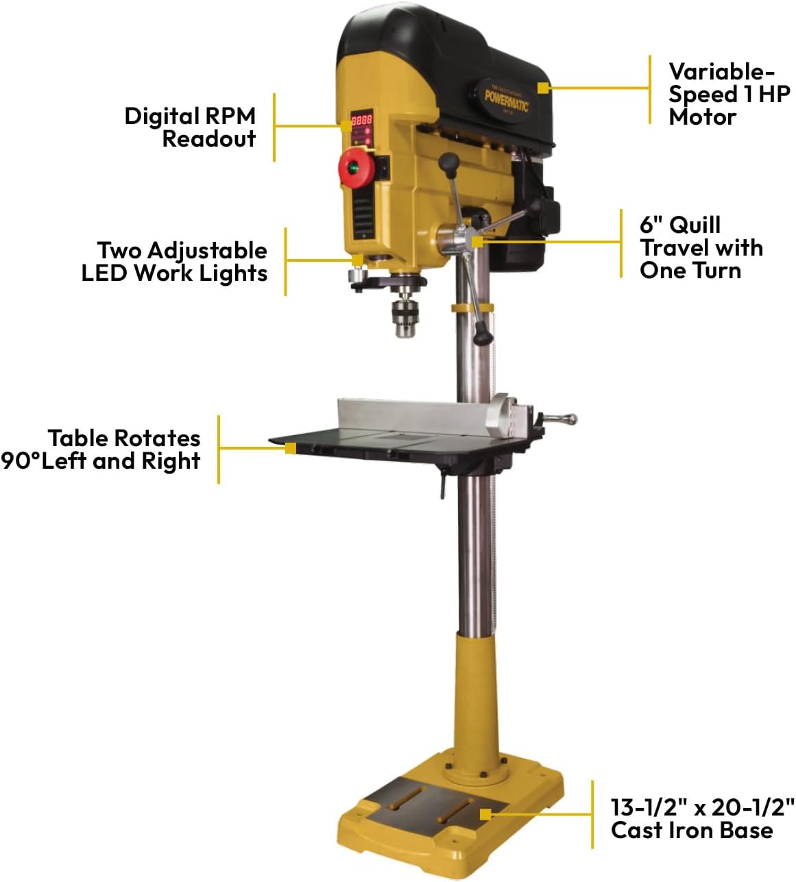 Powermatic 18-Inch Floor Drill Press, Variable Speed, 1 HP, 115/230V 1Ph (Model PM2800B)