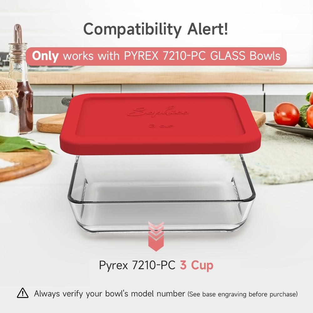 SOPHICO 3 Cup Rectangle Silicone Replacement Lids for Pyrex 7210-PC Glass