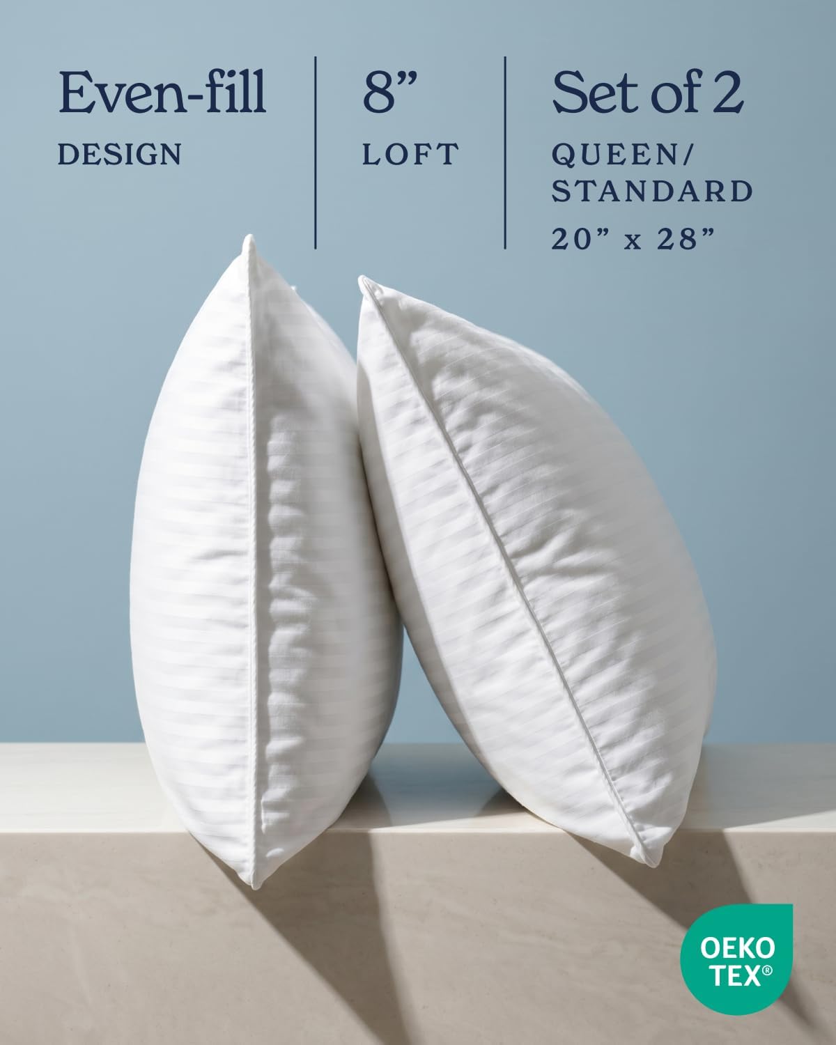 Beckham Hotel Collection Bed Pillows King Size Set of 2 | Down Alternative Pillow for Back, Stomach or Side Sleepers