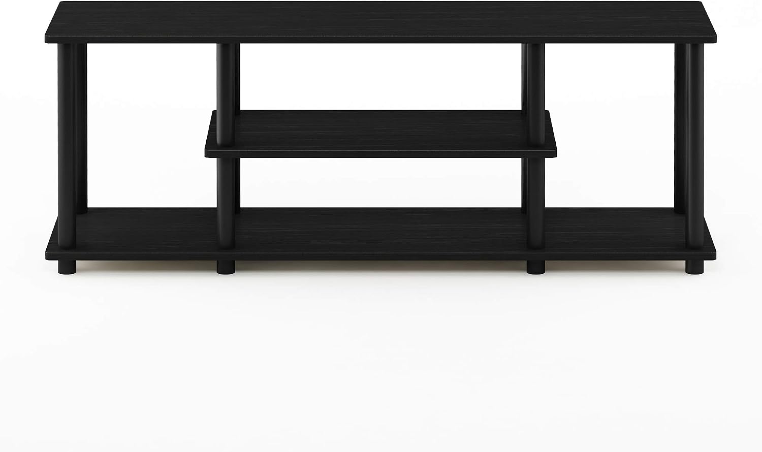 Furinno Turn-N-Tube No Tools 3D 3-Tier Entertainment TV Stand up to 50 inch TV, Round Tubes, French Oak Grey/Black | for TV up to 50 Inch, Open Frame Rectangular Entertainment Center with Storage Shelf, TV Console, for Living Room, Bedroom