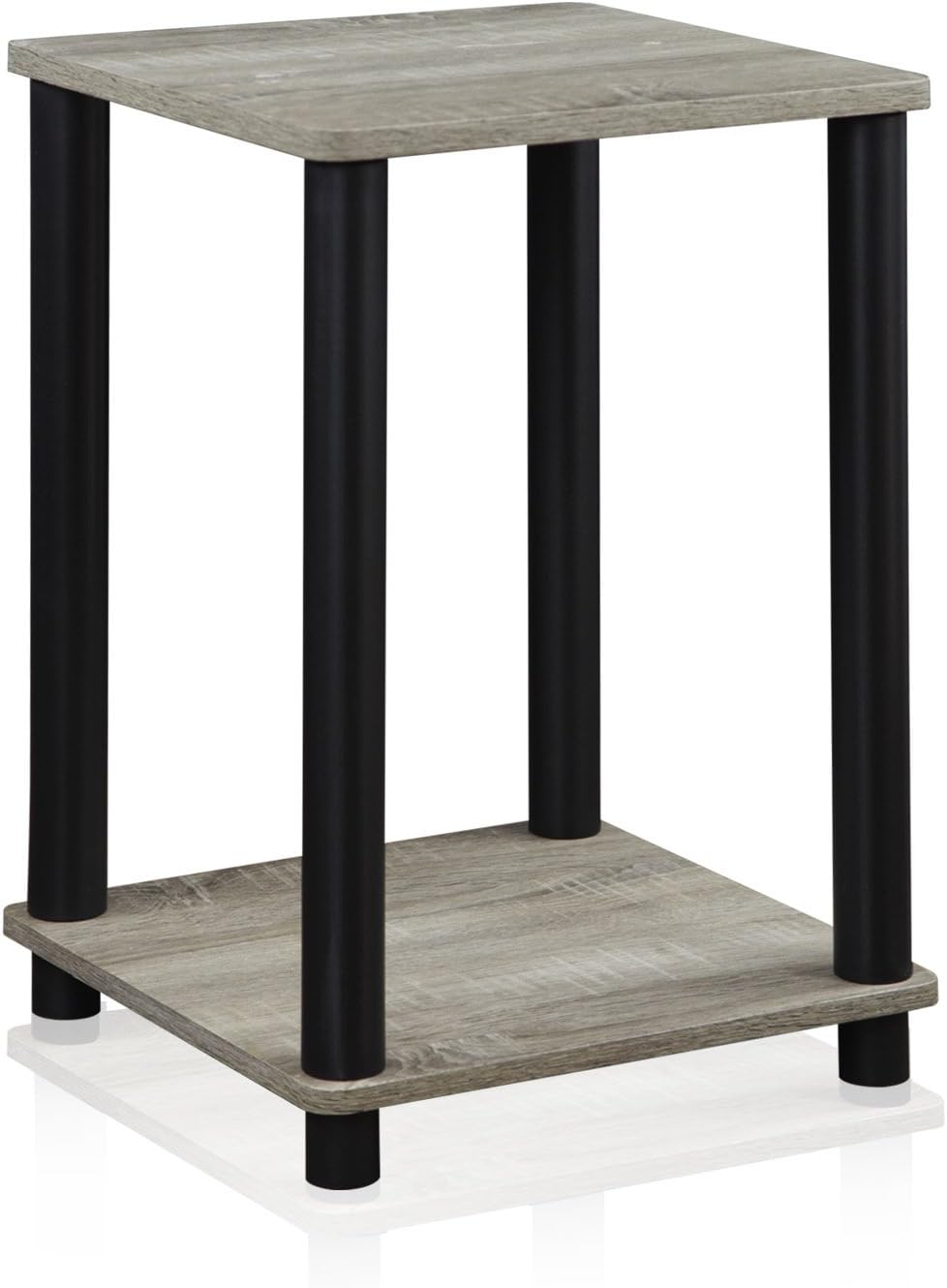 Furinno Turn-N-Tube End Table Corner Shelves, Set of 2, Dark Cherry/Black | Stackable Modern End Table with Open Shelf, Night Stand, Bedside Table, for Living Room, Bedroom