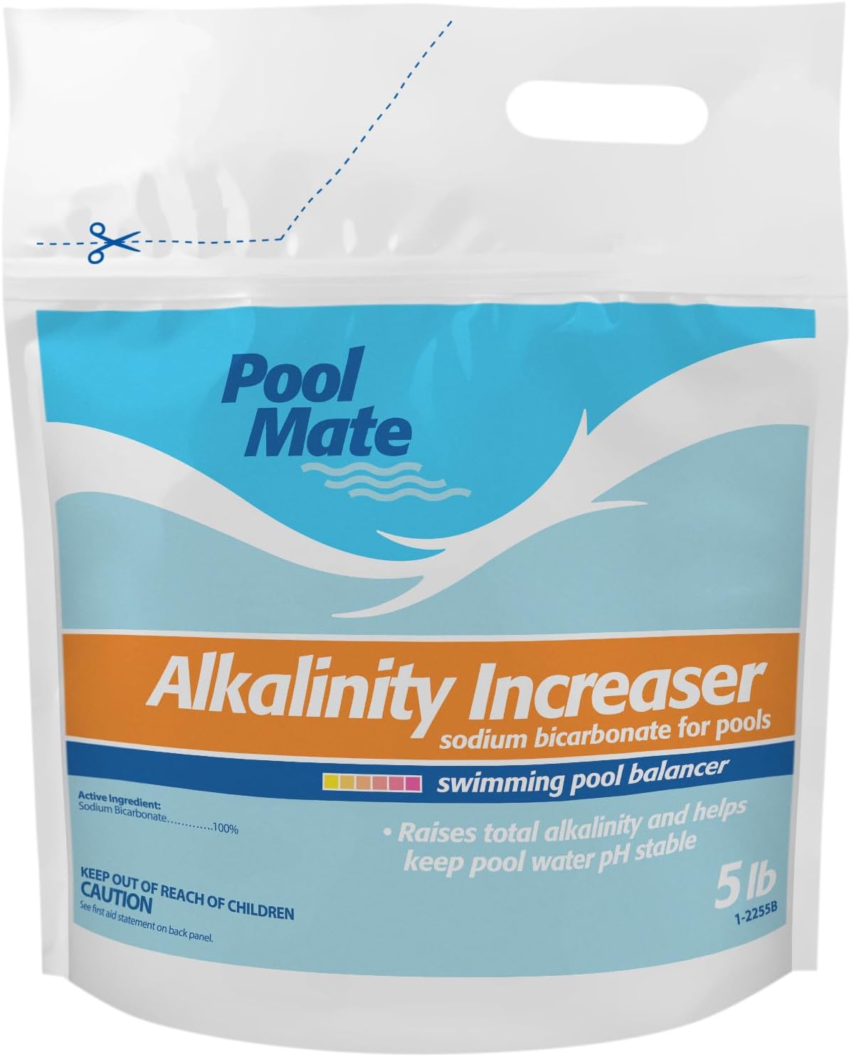 Pool Mate 5-Pounds Premium Alkalinity Increaser for Swimming Pools | 100% Sodium Bicarbonate, Alkalinity Up, Easy To Use, Works Fast, 11 ounces raises alkalinity 10 ppm per 5,000 gallons