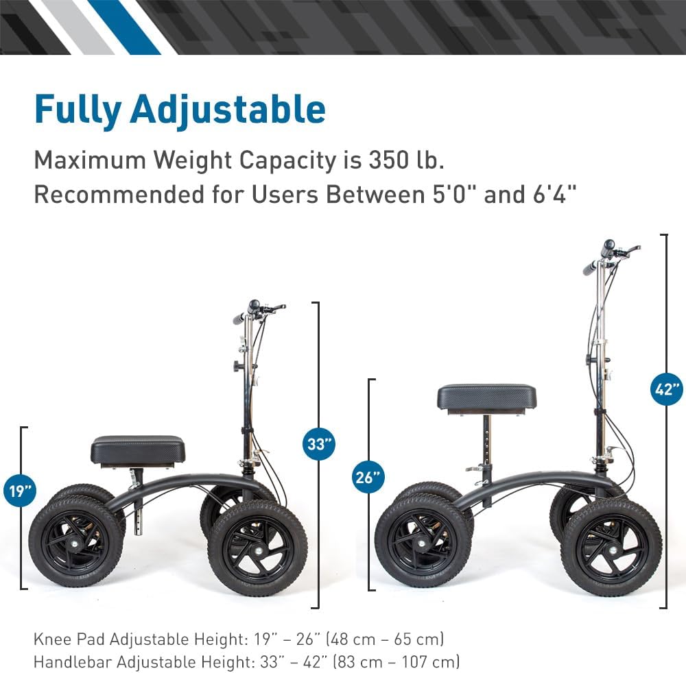 BodyMed All-Terrain Knee Walker, Steerable for Foot Injuries - Heavy-Duty