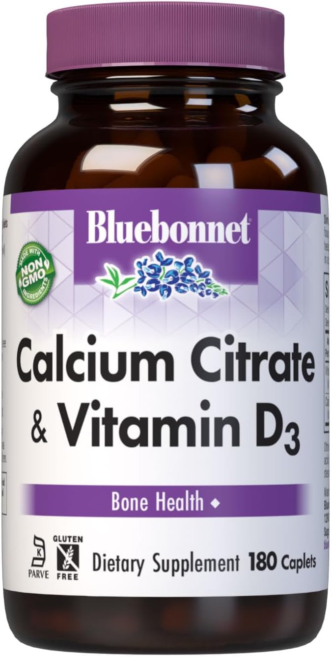 Bluebonnet Calcium Citrate with Vitamin D3 - Daily Bone Health & Strength Plus Immune Support* 1000mg Calcium Supplement for Women & Men - Non-GMO